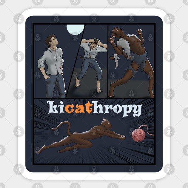 Lycathropy Funny Halloween cat Lycanthropy joke Sticker by JettDes